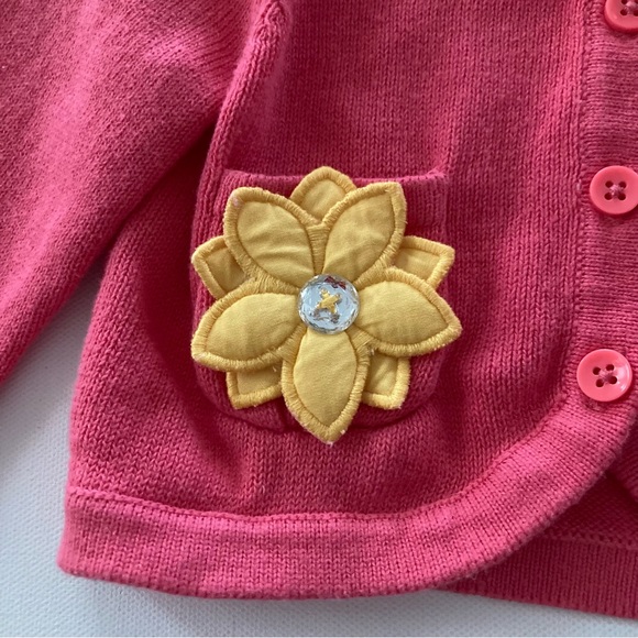 Gymboree Baby Girl 3-6 Months Pink Cardigan Sweater Yellow Flower - Picture 4 of 4